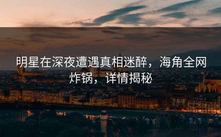 明星在深夜遭遇真相迷醉，海角全网炸锅，详情揭秘