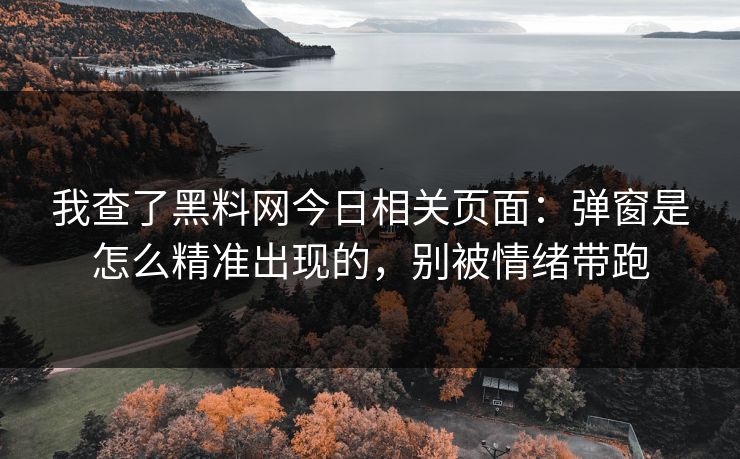 我查了黑料网今日相关页面:弹窗是怎么精准出现的,别被情绪带跑 我查了黑料网今日相关页面:弹窗是怎么精准出现的,别被情绪带跑