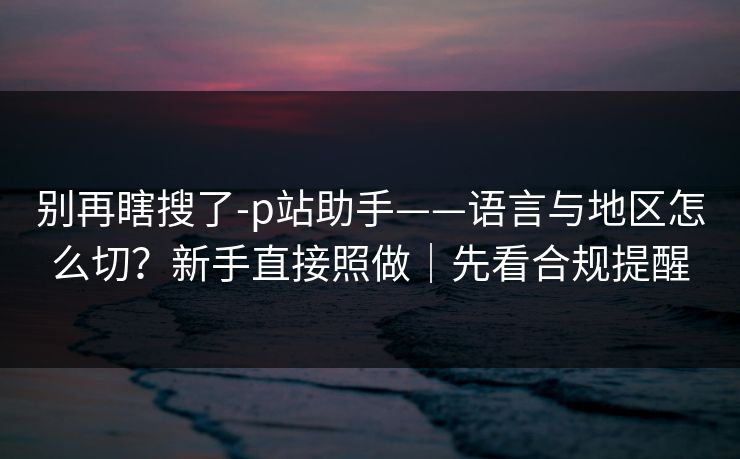 别再瞎搜了-p站助手——语言与地区怎么切？新手直接照做｜先看合规提醒