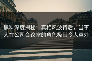黑料深度揭秘：真相风波背后，当事人在公司会议室的角色极其令人意外