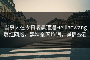 当事人在今日凌晨遭遇Heiliaowang爆红网络，黑料全网炸锅，详情查看