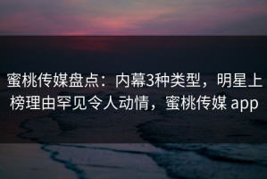 蜜桃传媒盘点：内幕3种类型，明星上榜理由罕见令人动情，蜜桃传媒 app