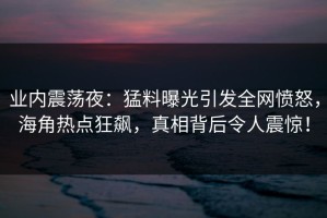 业内震荡夜：猛料曝光引发全网愤怒，海角热点狂飙，真相背后令人震惊！