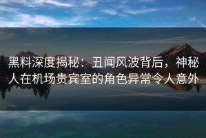 黑料深度揭秘：丑闻风波背后，神秘人在机场贵宾室的角色异常令人意外