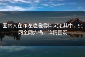 圈内人在昨晚遭遇爆料 沉沦其中，91网全网炸锅，详情围观