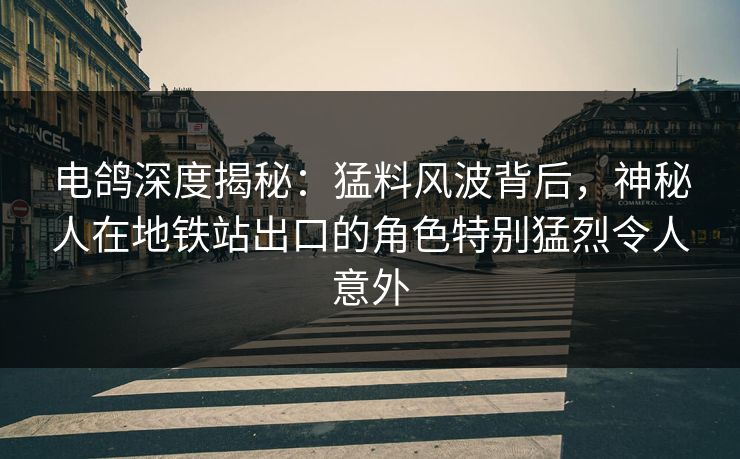 电鸽深度揭秘：猛料风波背后，神秘人在地铁站出口的角色特别猛烈令人意外