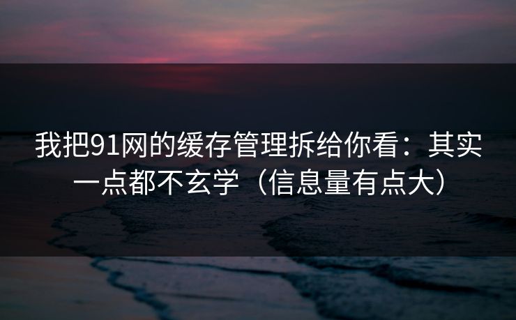 我把91网的缓存管理拆给你看：其实一点都不玄学（信息量有点大）