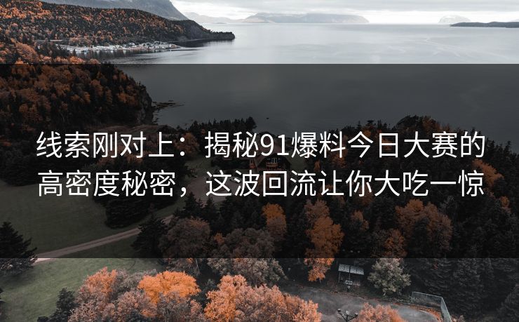 线索刚对上：揭秘91爆料今日大赛的高密度秘密，这波回流让你大吃一惊